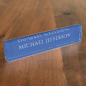 Own Name Plain Blue Color Personalized Custom デスクネームプレート (側面)