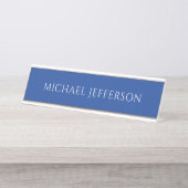 Own Name Plain Blue Color Personalized Custom デスクネームプレート (正面)