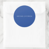 Own Name Plain Blue Color Personalized Custom ラウンドシール (バッグ)