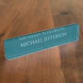 Own Name Plain Dark Teal Color Personalized Custom デスクネームプレート (側面)