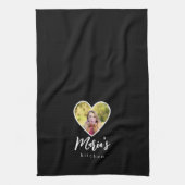 Own Photo in Blackハート枠モダン書 キッチンタオル (縦)