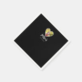 Own Photo in Blackハート枠モダン書 スタンダードカクテルナプキン (角)