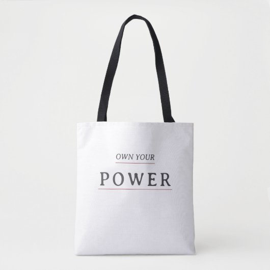 Own Your Power Minimal Typography | Motivational Q トートバッグ (正面)