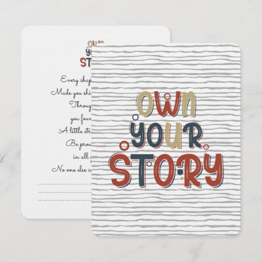 Own Your Story – Inspirational Typography Design ノートカード (正面/裏面)