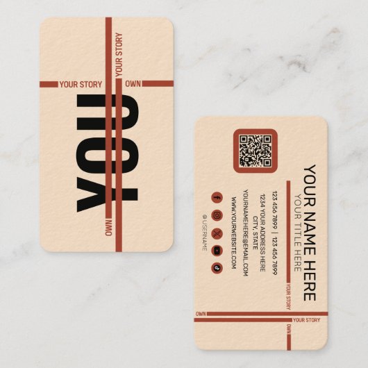 Own Your Story Shirt – Bold Motivational Quote 名刺 (正面/裏面)