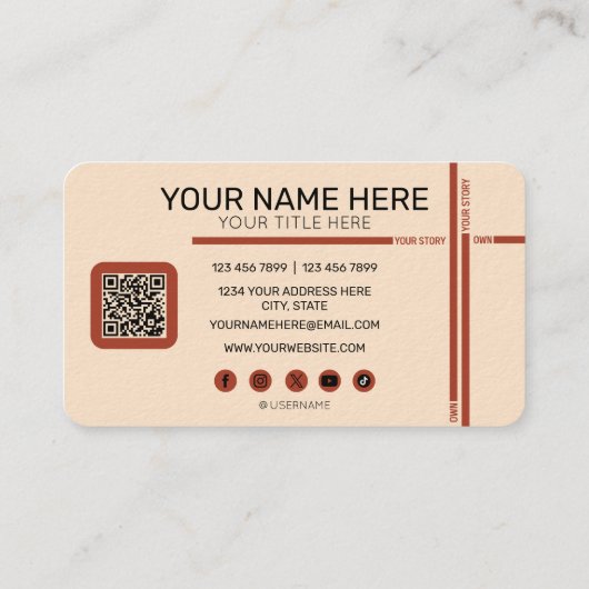 Own Your Story Shirt – Bold Motivational Quote 名刺 (裏面)