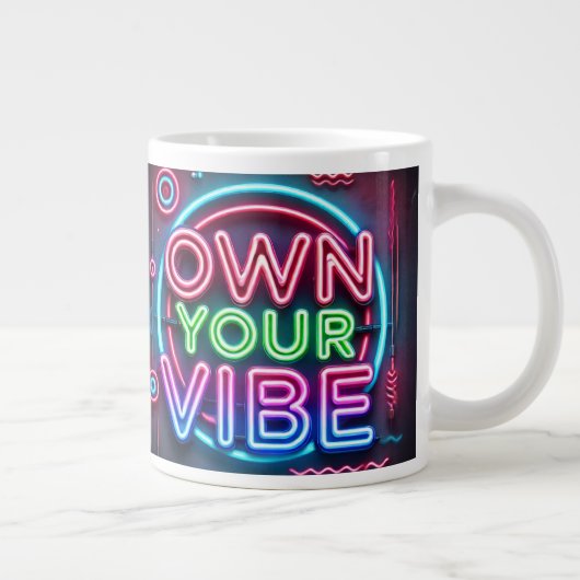 Own Your Vibe – ネオンジャンボマグ ジャンボコーヒーマグカップ (右)
