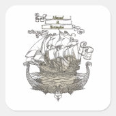 Ownership Bookplate Ex Libris Clipper Ship スクエアシール (正面)