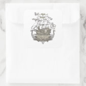 Ownership Bookplate Ex Libris Clipper Ship スクエアシール (バッグ)