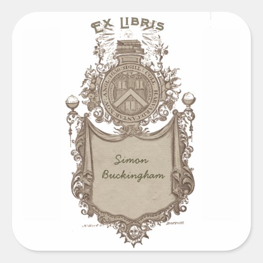 Ownership Bookplate Ex Libris Coat of Arms スクエアシール (正面)