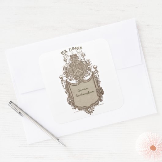 Ownership Bookplate Ex Libris Coat of Arms スクエアシール (封筒)