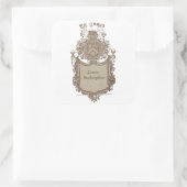 Ownership Bookplate Ex Libris Coat of Arms スクエアシール (バッグ)