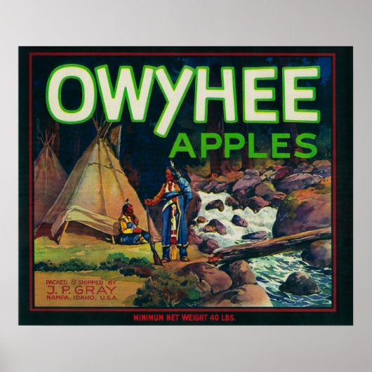 Owyhee Apple Crate LabelNampa、ID ポスター (正面)