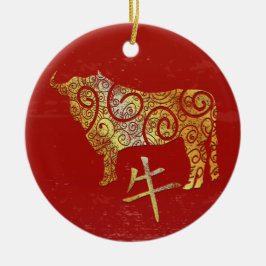 Ox Chinese Zodiac Horoscope Constellation Sign セラミックオーナメント