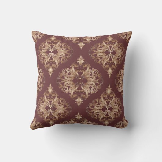 Oxbloodおよび銅のデラックスなダマスク織 クッション (裏面)