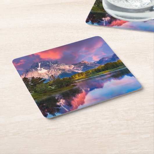 Oxbowのくねりの日の出 スクエアペーパーコースター (アングル)