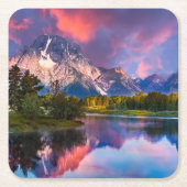 Oxbowのくねりの日の出 スクエアペーパーコースター (正面)