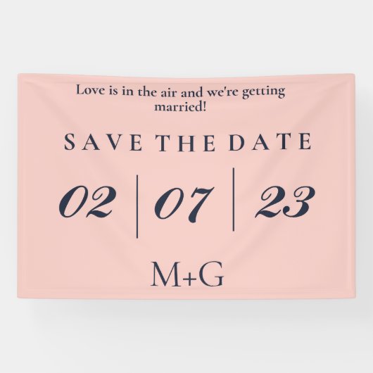 OXFORD BLUEとシンプルベビーピンクの日付を保存 横断幕 (横)