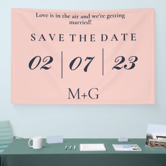 OXFORD BLUEとシンプルベビーピンクの日付を保存 横断幕 (トレードショー)