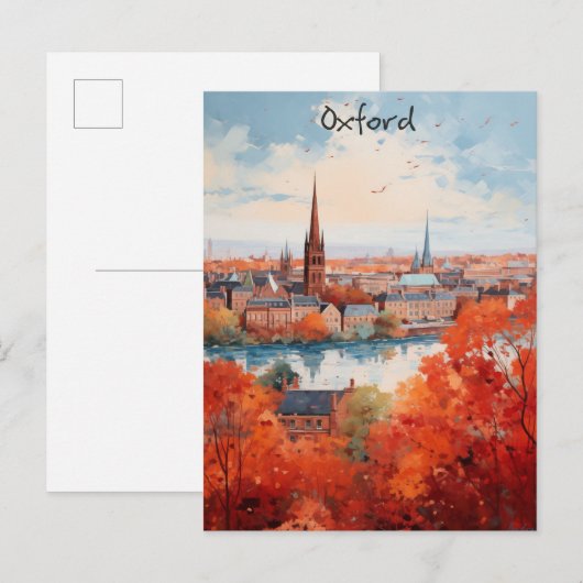 Oxford England Travel City Painting Aesthetic ポストカード (正面/裏面)