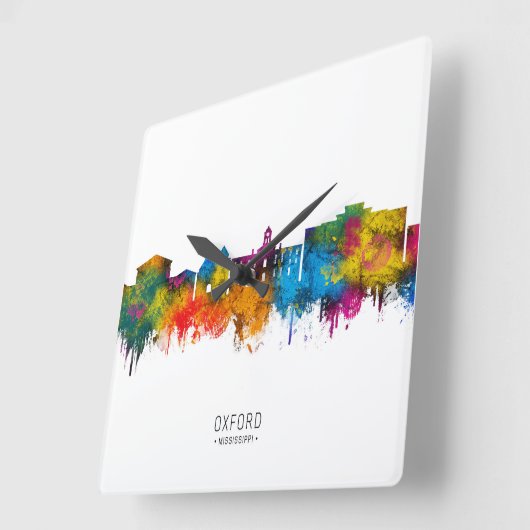 Oxford Mississippi Skyline スクエア壁時計 (傾斜)