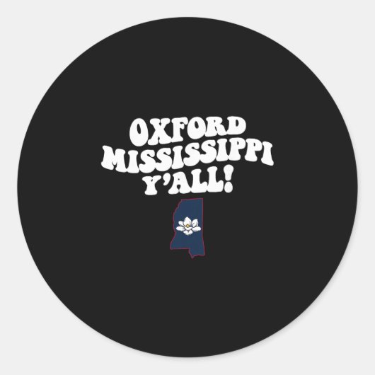 Oxford Mississippi Y'all Ms Southern Vacation ラウンドシール (正面)