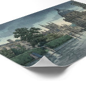 Oxford University in Rain Japanese Woodblock Print ポスター (角)