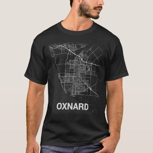 Oxnard都市地図(大活字) Tシャツ (正面)