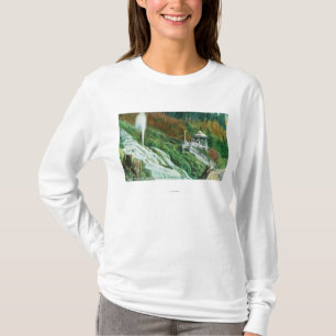 Oxoneの滝および春のViewShastaの春、カリフォルニア Tシャツ