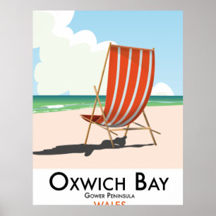 Oxwich Bay Gower Peninsulaヴィンテージ旅行ポスター。 ポスター