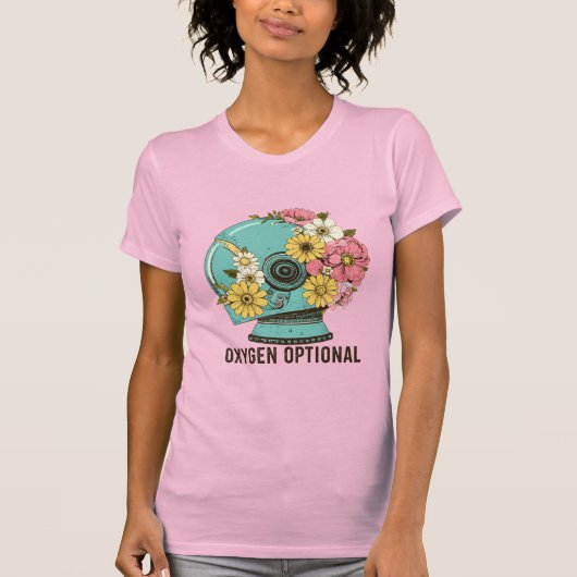 Oxygen Optional – Whimsical Astronaut Helmet with  Tシャツ (正面)