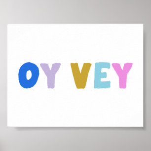 Oy Veyおもしろい Yiddishかわいいカラフル ポスター
