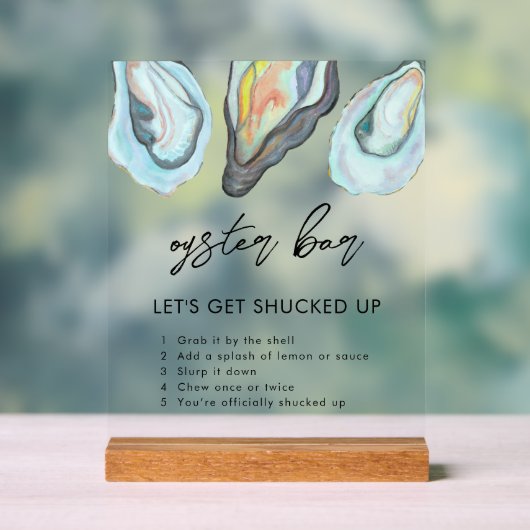 Oyster Bar Coastal Seaside Wedding Sign, アクリルサイン (ニュートラル)