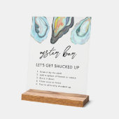 Oyster Bar Coastal Seaside Wedding Sign, アクリルサイン (傾斜)