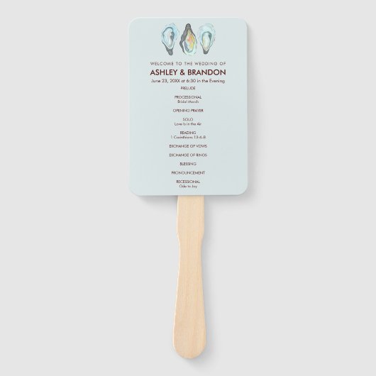 Oyster Coastal Seaside Wedding Program ハンドファン (正面)