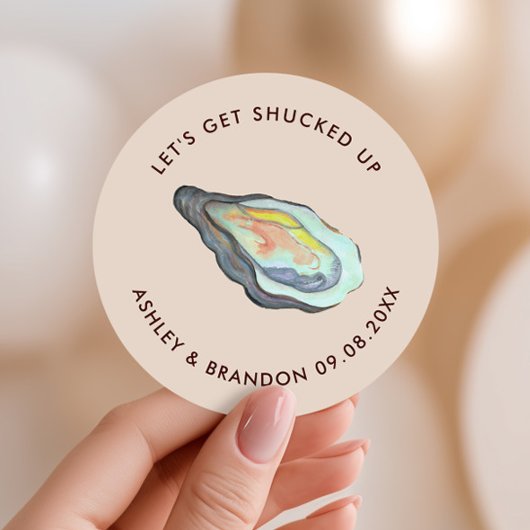 Oyster Let's Get Shucked Up Coastal Wedding  ラウンドシール