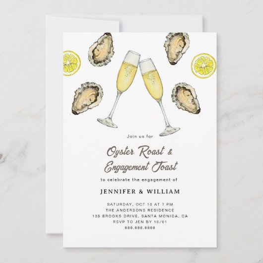 Oyster Roast Champagne Engagement 招待状 (正面)