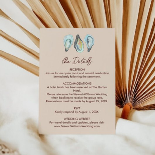 Oyster Roast Coastal Seaside Watercolor Wedding エンクロージャーカード