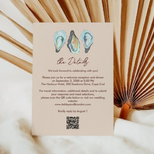 Oyster Roast Coastal Seaside Watercolor Wedding  エンクロージャーカード