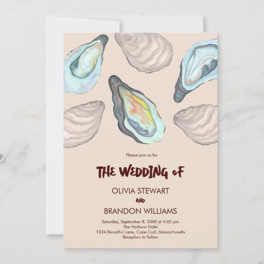 Oyster Roast Coastal Seaside Watercolor Wedding  招待状 (正面)