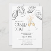 Oyster Roast Hand Draw Champagne Engagement Party 招待状 (正面)