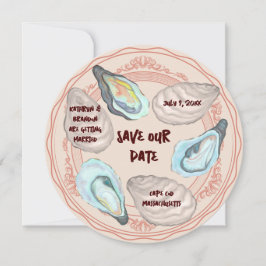 Oyster Roast Plate Wedding Save the Date 招待状
