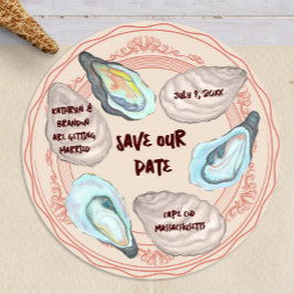 Oyster Roast Plate Wedding Save the Date 招待状