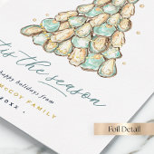 Oyster Shell Tree Coastal Christmas Photo 箔シーズンカード