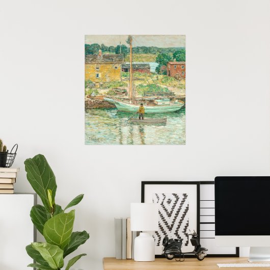 Oyster Sloop - Childe Hassam Fine Art Poster ポスター (ホームオフィス)