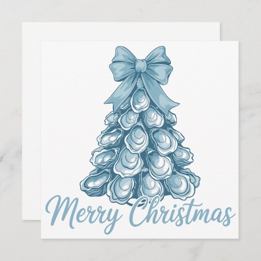 Oyster Tree Bow Preppy Merry Christmas Coquette シーズンカード (正面/裏面)