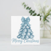 Oyster Tree Bow Preppy Merry Christmas Coquette シーズンカード (スタンド正面)