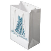 Oyster Tree Bow Preppy Merry Christmas Coquette ミディアムペーパーバッグ (正面アングル)
