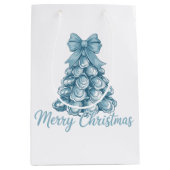 Oyster Tree Bow Preppy Merry Christmas Coquette ミディアムペーパーバッグ (正面)