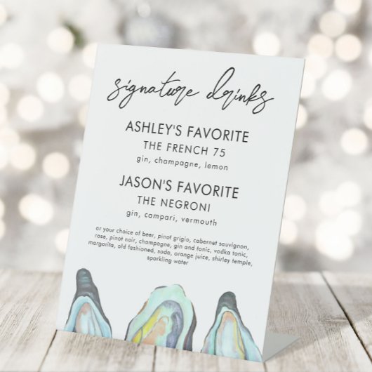 Oyster Wedding Signature Drinks Sign, Cocktail 台座サイン